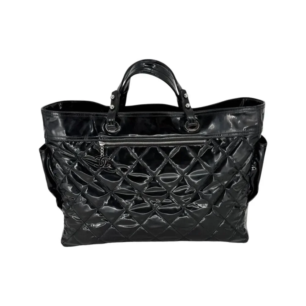 Chanel Paris-Biarritz XL Tote in Black Patent Vinyl